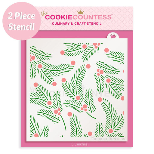 The Cookie Countess Stencil 2 Piece Winter Foliage Stencil