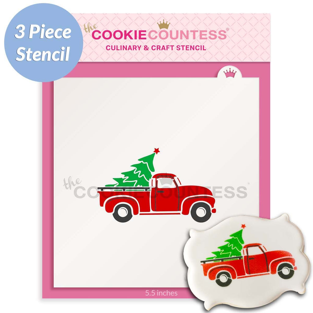 3 Piece Vintage Christmas Truck Stencil — The Cookie Countess