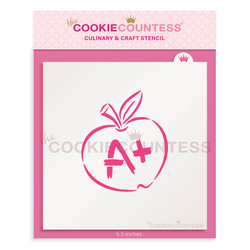 The Cookie Countess Stencil A+ Apple Stencil - Drawn by Krista