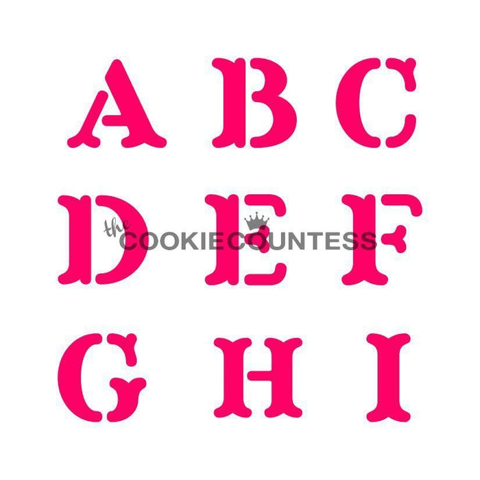 Alphabet stencils font n.13 - Uppercase wedding font stencil for