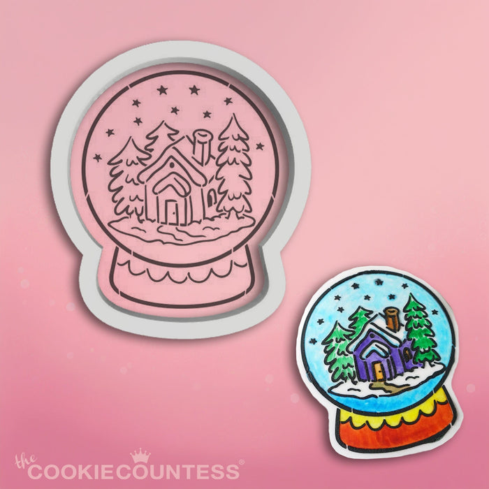 The Cookie Countess Stencil and Cookie Cutter Sets Snow Globe Scene PYO