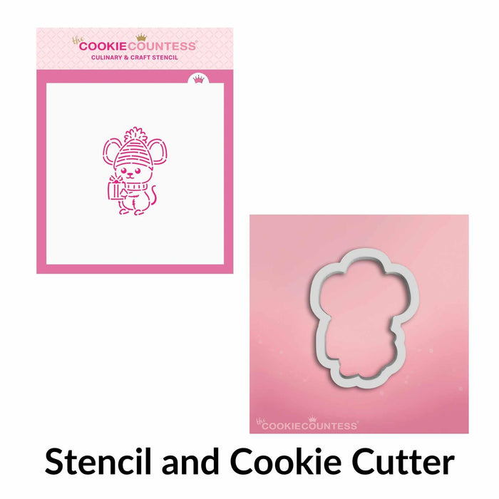 The Cookie Countess Stencil and Cookie Cutter Sets Stencil and Cookie Cutter Present Mouse PYO