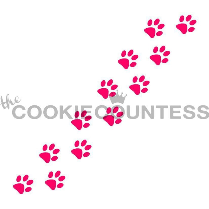 The Cookie Countess Stencil Animal Trail Pawprints Stencil