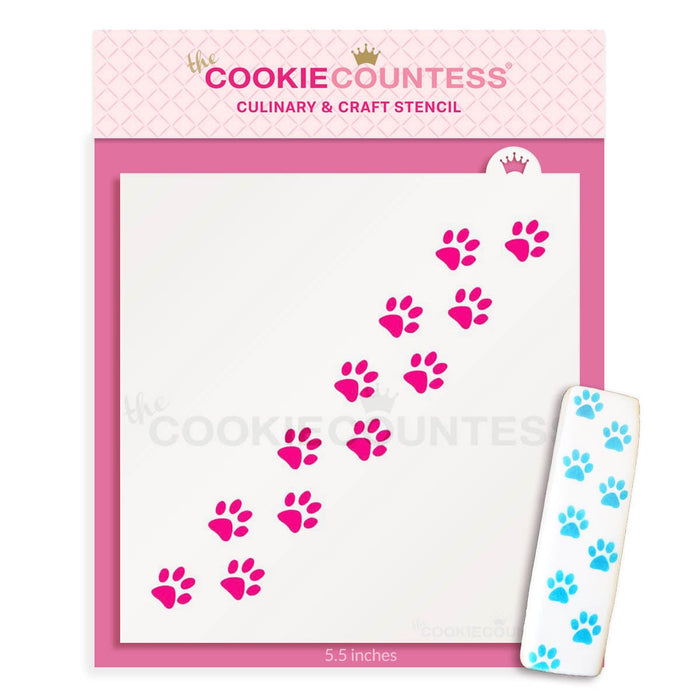 The Cookie Countess Stencil Animal Trail Pawprints Stencil