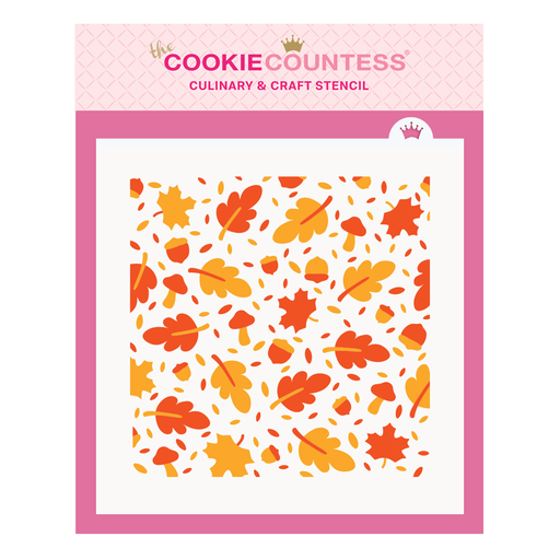 The Cookie Countess Stencil Autumn Leaves and Acorns Pattern 2 Piece Stencil set