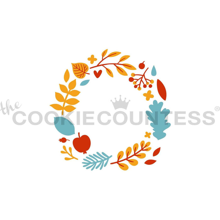 The Cookie Countess Stencil Autumn Wreath 3 Piece Stencil