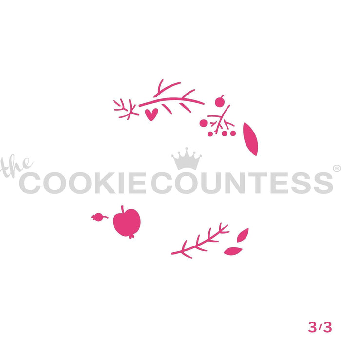 The Cookie Countess Stencil Autumn Wreath 3 Piece Stencil