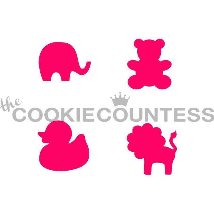 The Cookie Countess Stencil Baby Animals 4-some Mini / Macaron Stencil