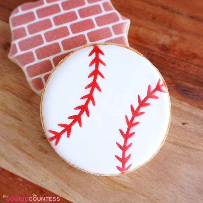 The Cookie Countess Stencil Baseball Stitches Stencil