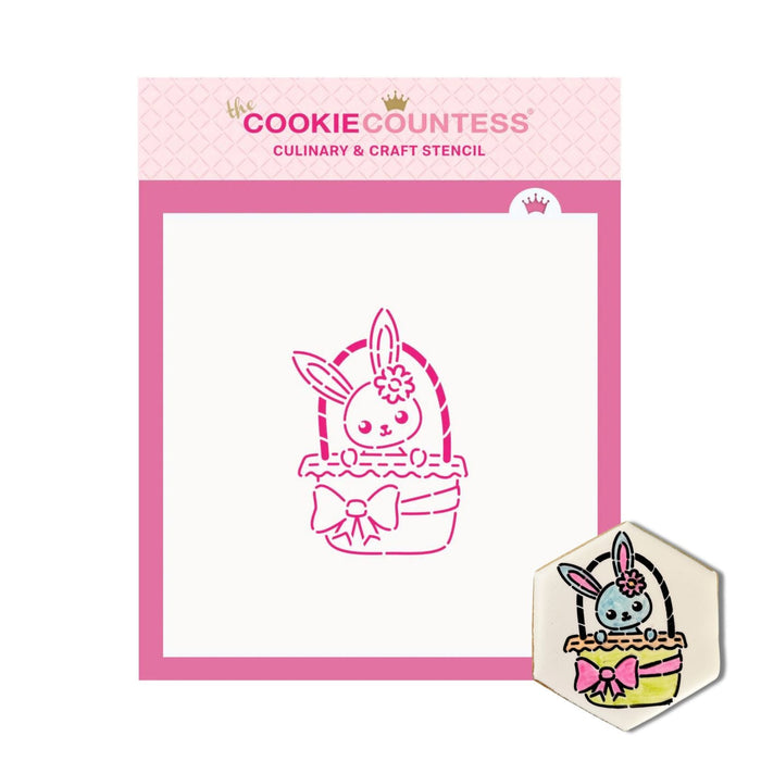 The Cookie Countess Stencil Basket Bunny PYO Stencil