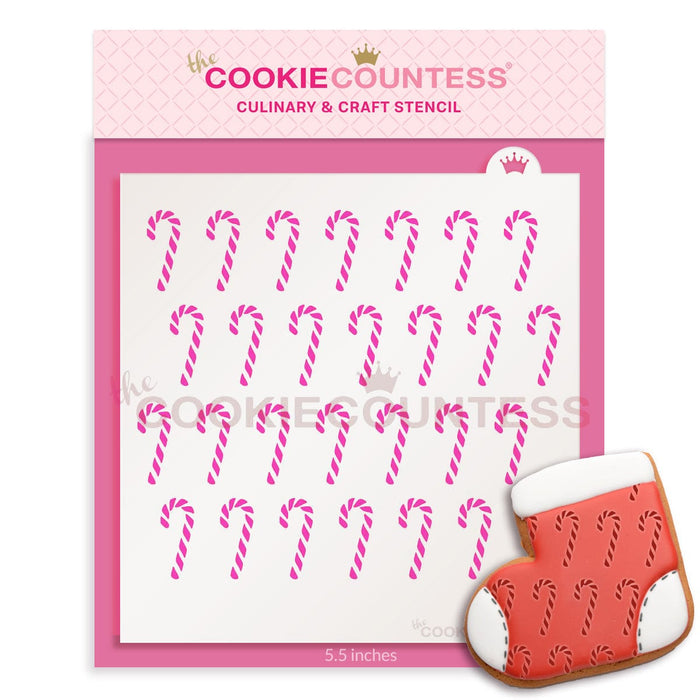 The Cookie Countess Stencil Candy Canes Stencil