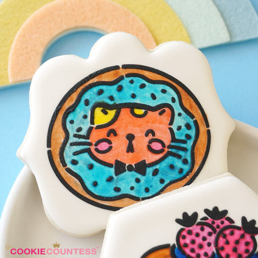 The Cookie Countess Stencil Cat Donut Stencil
