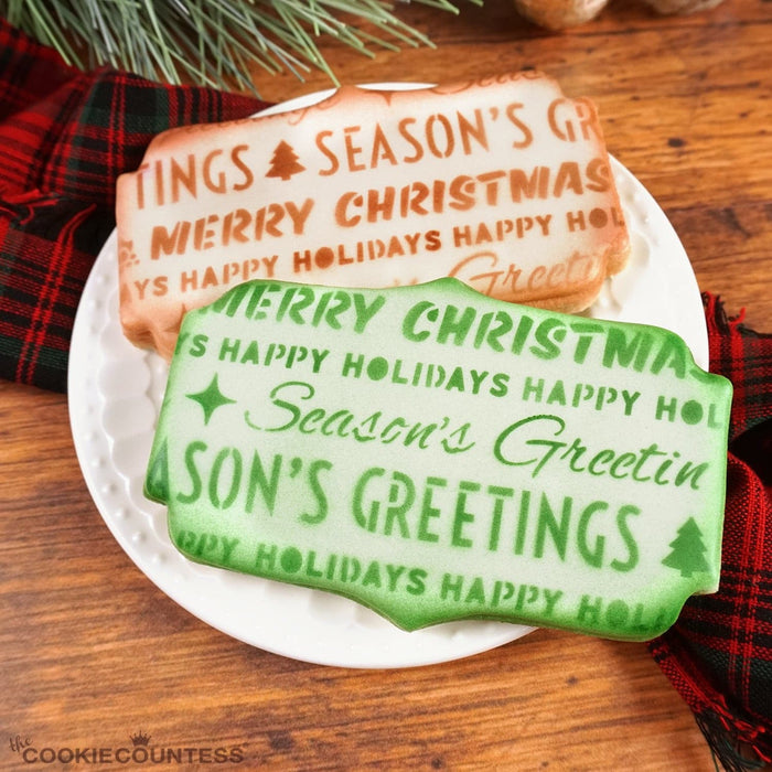 The Cookie Countess Stencil Christmas Words Wrapping Stencil
