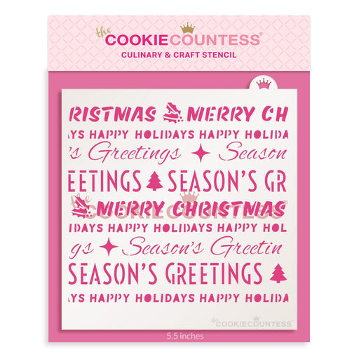 The Cookie Countess Stencil Christmas Words Wrapping Stencil
