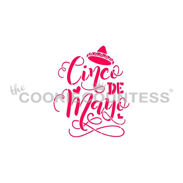 The Cookie Countess Stencil Cinco de Mayo Script Stencil