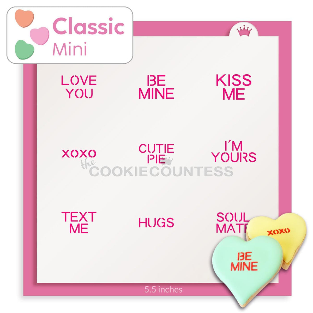 Conversation Hearts Classic Mini 1 Sayings Stencil — The Cookie