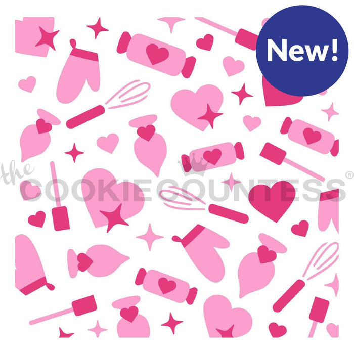 The Cookie Countess Stencil Cookie Couture Stencil - Baking Pattern 2 Piece Background