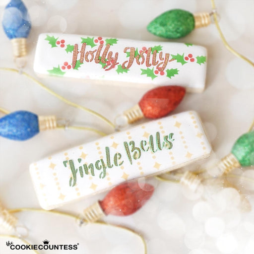 The Cookie Countess Stencil Cookie Stick Stencil - Holly Jolly / Jingle Bells
