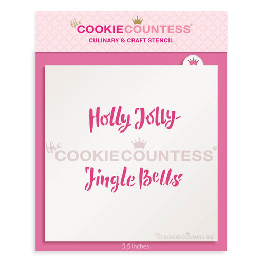 The Cookie Countess Stencil Cookie Stick Stencil - Holly Jolly / Jingle Bells