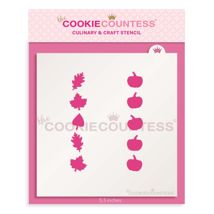The Cookie Countess Stencil Cookie Stick Stencil - Leaves and Pumpkins