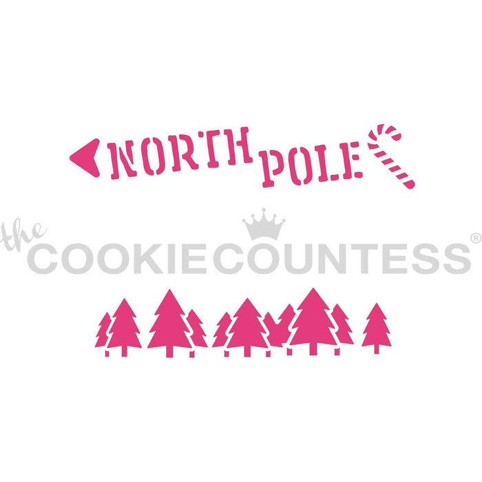 The Cookie Countess Stencil Cookie Stick Stencil - North Pole Sign