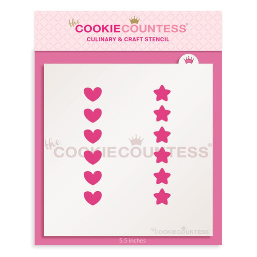 The Cookie Countess Stencil Cookie Stick Stencil - Stars and Hearts