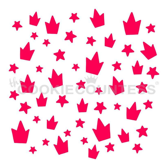 The Cookie Countess Stencil Crowns and Stars Stencil