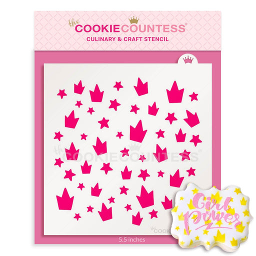 The Cookie Countess Stencil Crowns and Stars Stencil