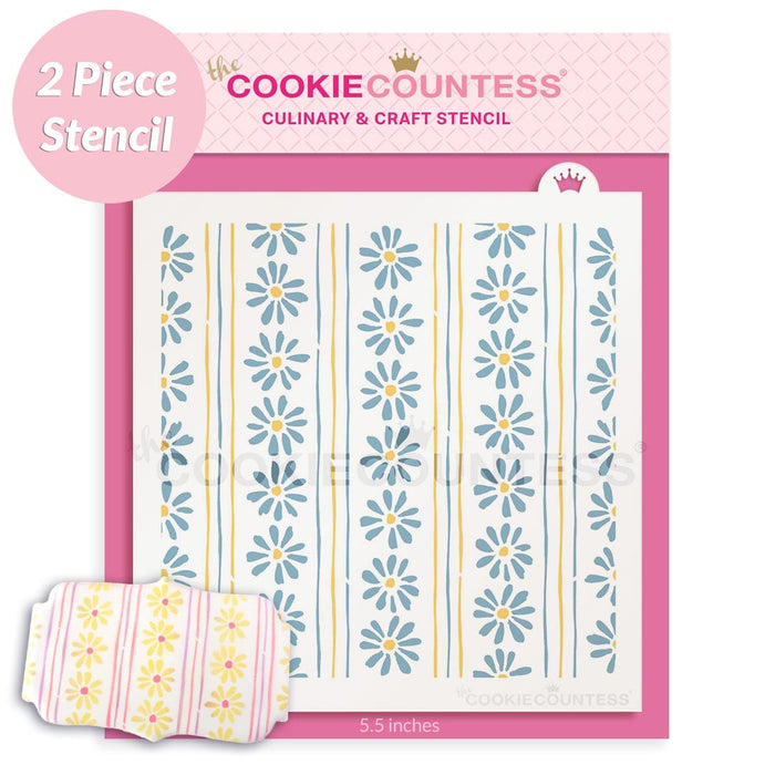 The Cookie Countess Stencil Daisy Chain Pattern Stencil 2 Piece set