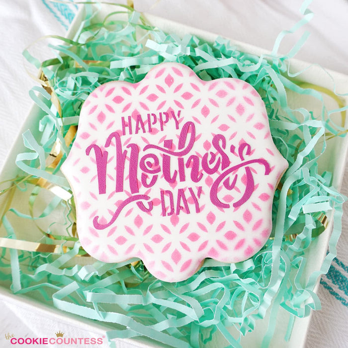 The Cookie Countess Stencil Default Happy Mother's Day Trendy Script Stencil