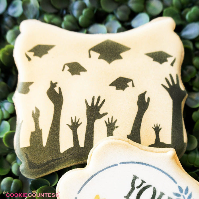 The Cookie Countess Stencil Default Throwing Grad Caps Stencil