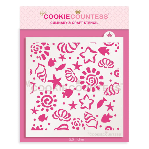 The Cookie Countess Stencil Default Tropical Beach Pattern Stencil