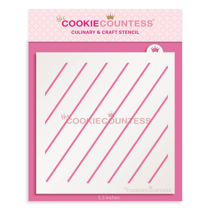 The Cookie Countess Stencil Diagonal Thin Stripe Stencil