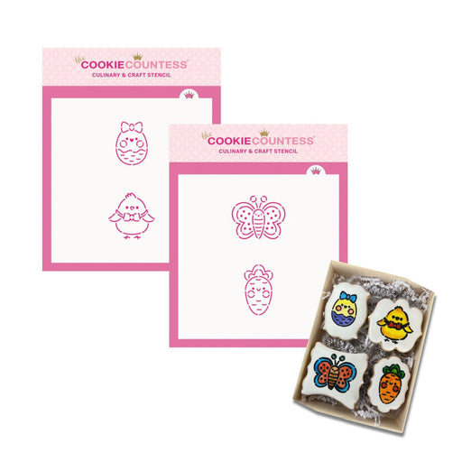 The Cookie Countess Stencil Easter Cuties 2 Piece PYO Stencil set