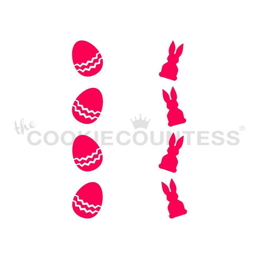 The Cookie Countess Stencil Eggs & Bunnies Vertical Stick Stencil