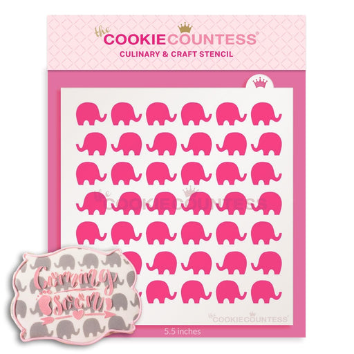 The Cookie Countess Stencil Elephants Pattern Stencil