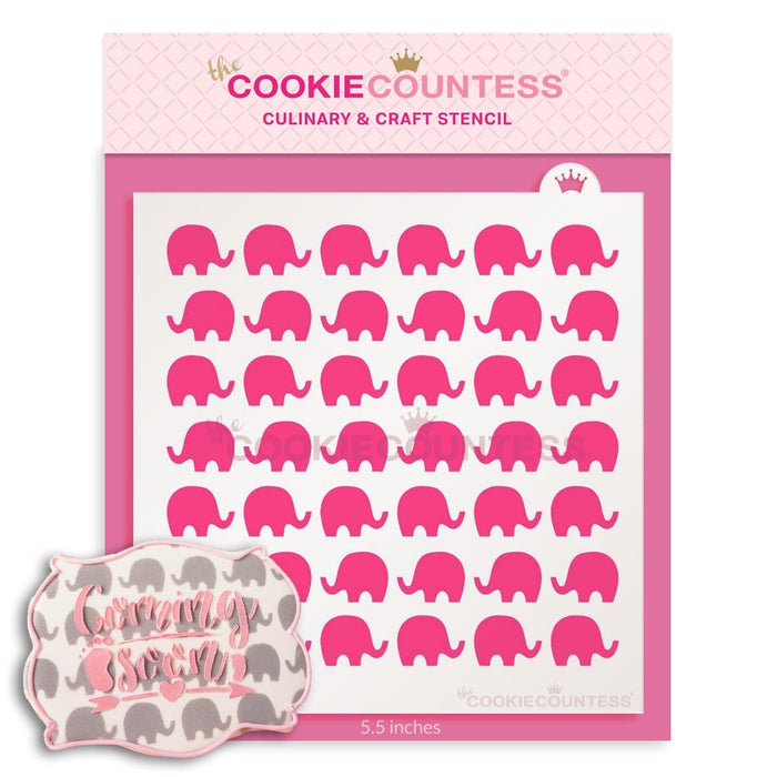 The Cookie Countess Stencil Elephants Pattern Stencil