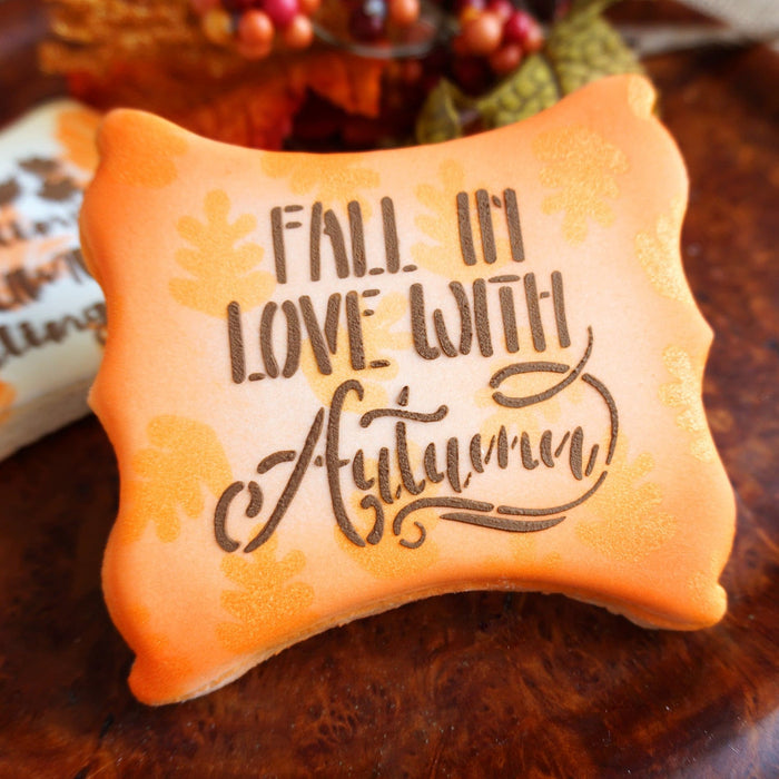 The Cookie Countess Stencil Fall in Love with Autumn Stencil