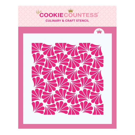The Cookie Countess Stencil Floral Fans Pattern