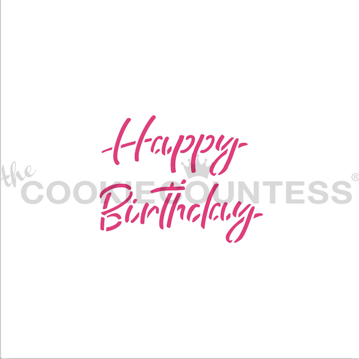 The Cookie Countess Stencil Flour Box Stencil- Happy Birthday
