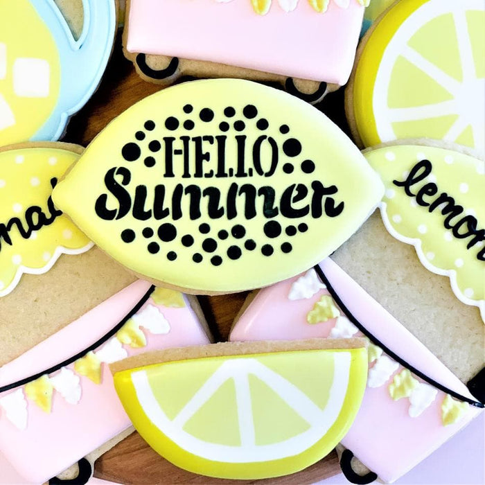 The Cookie Countess Stencil Flour Box Stencil- Hello Summer  Lemon Shape