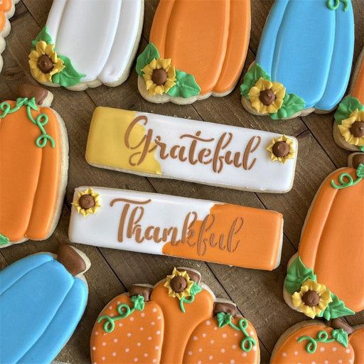 The Cookie Countess Stencil Flour Box Stencil - Thankful Grateful