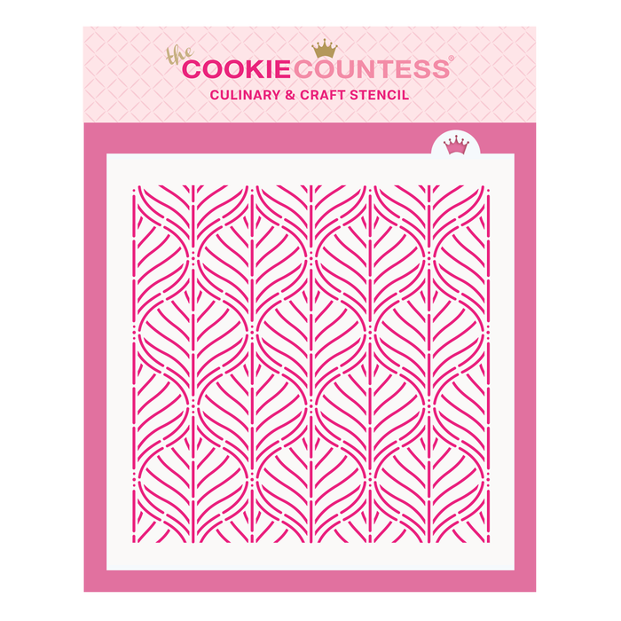The Cookie Countess Stencil Geometric Leaves Background Stencil
