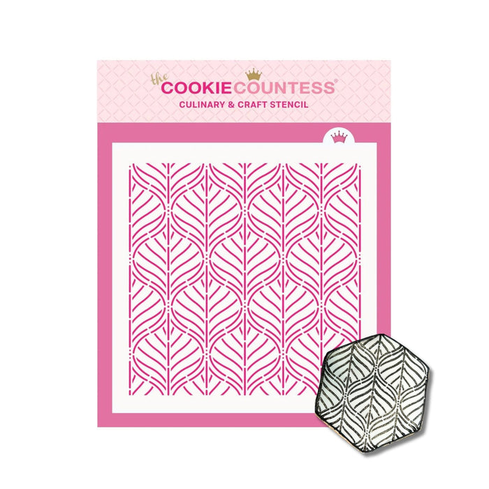 The Cookie Countess Stencil Geometric Leaves Background Stencil