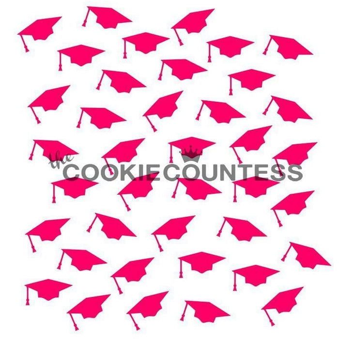 The Cookie Countess Stencil Graduation Caps Stencil