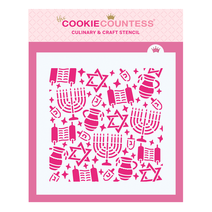 The Cookie Countess Stencil Hannukah Pattern Stencil