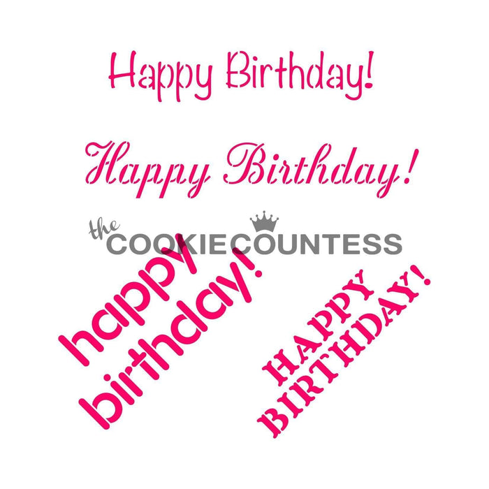 The Cookie Countess Stencil Happy Birthday Stencil