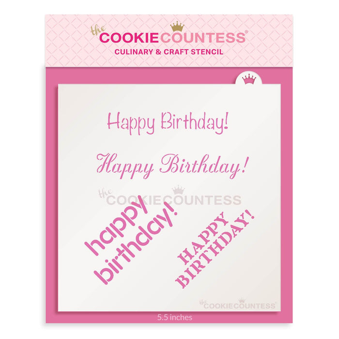 The Cookie Countess Stencil Happy Birthday Stencil