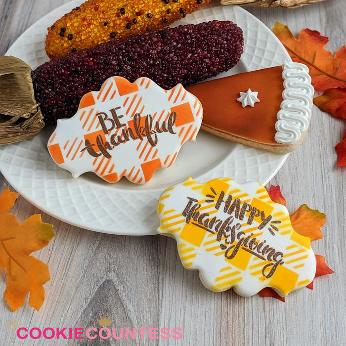 The Cookie Countess Stencil Happy Thanksgiving Fun Font Stencil