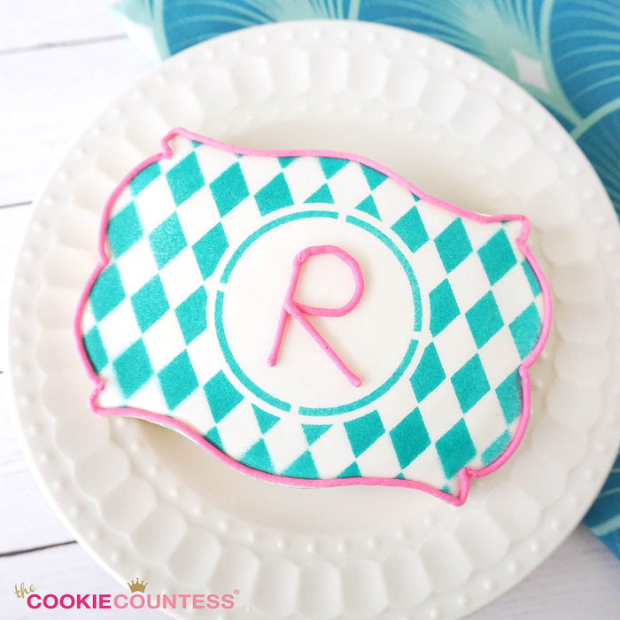 The Cookie Countess Stencil Harlequin Monogram